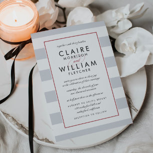 Metro Stripe Wedding Invitation Cranberry