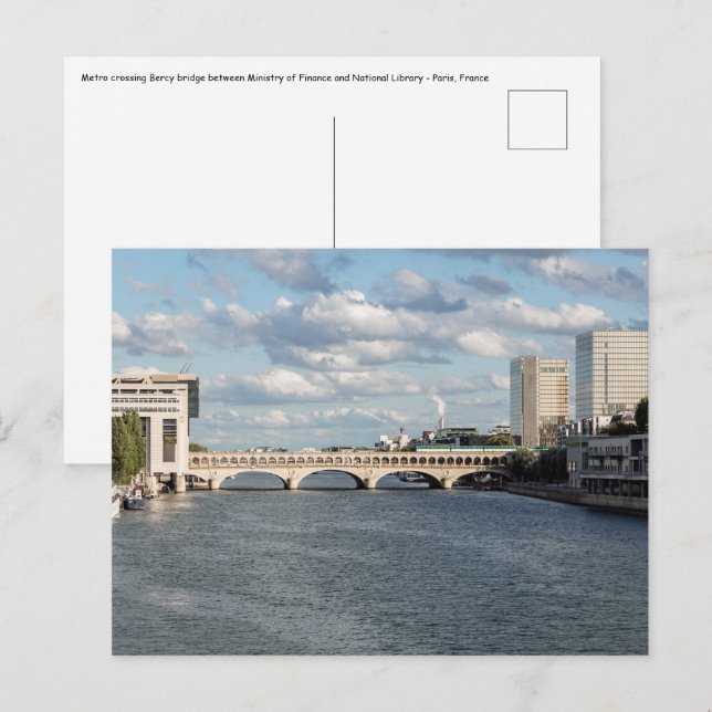 Metro traffic on the Bercy Bridge - Paris Postcard (Front/Back)