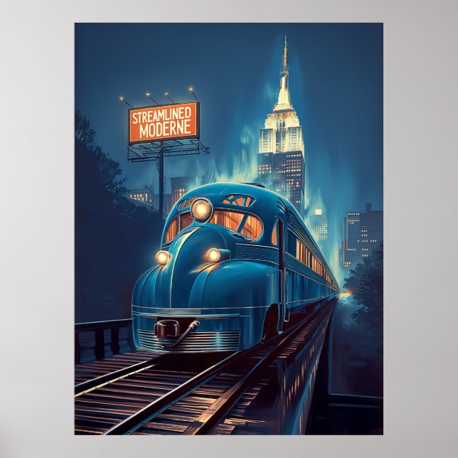 Metropolis Express | Art Deco New York Train Poster (Front)