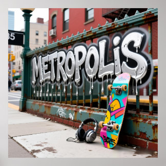 Metropolis Graffiti Graphic Poster