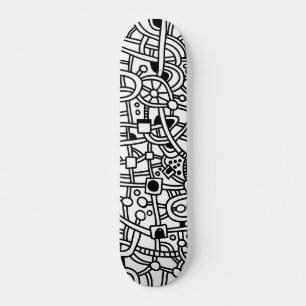 Metropolis II - Black on White Skateboard Deck