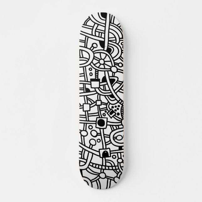 Metropolis II - Black on White Skateboard Deck (Front)