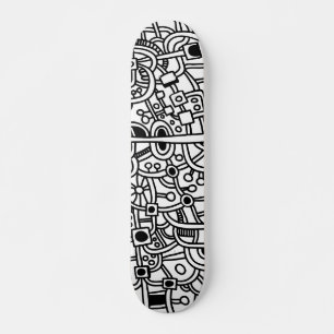 Metropolis III - Black on White Skateboard Deck