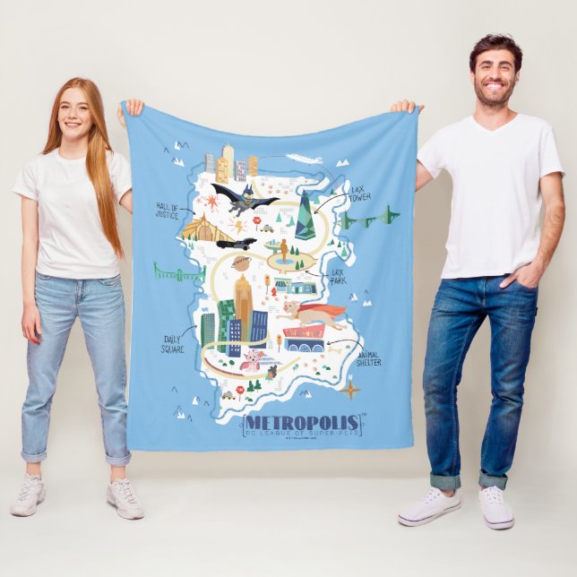 Metropolis Story Book Map Fleece Blanket (In Situ)