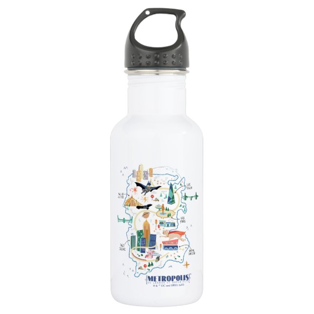 Metropolis Story Book Map Stainless Steel Water Bottle (Front)