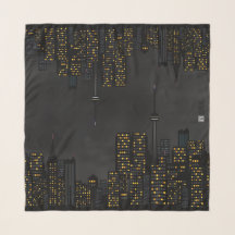 Metropolitan City Skyline Night Sky Black Grey