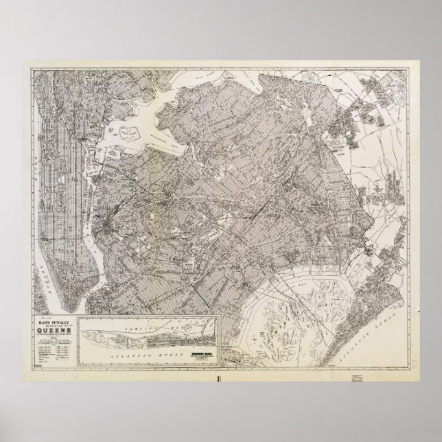 Metropolitan Map of Queens, New York (1922) Poster (Front)
