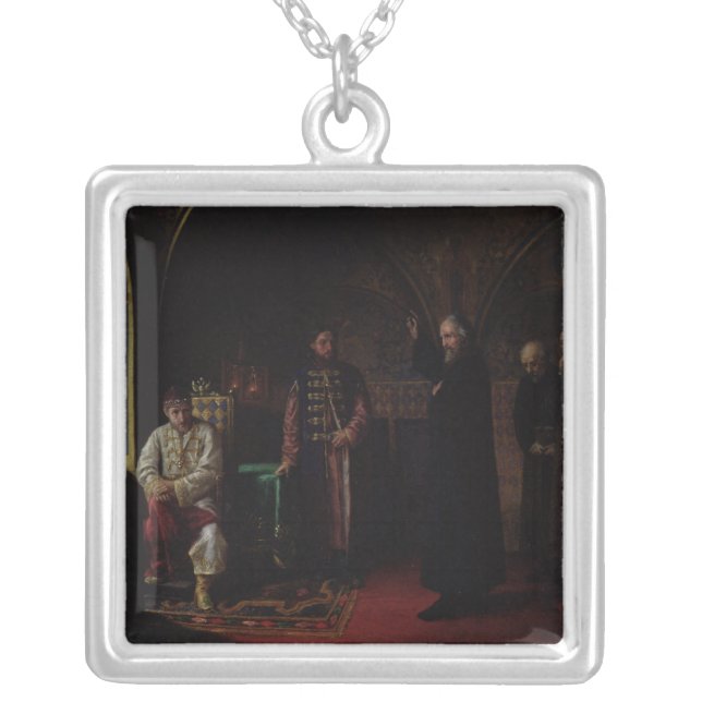 Metropolitan Philip of Moscow  with Tsar Ivan Silver Plated Necklace (Front)