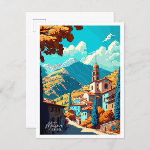Metsovo Greece Art vintage travel illustration Postcard