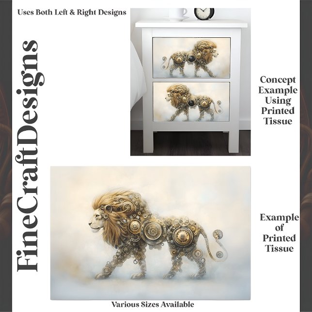 Mettalic Steampunk Lion Wheels Cogs E8L Decoupage Tissue Paper (Creator Uploaded)
