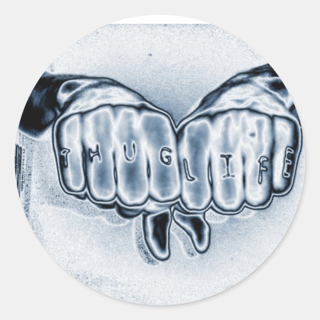 METTALIC THUG LIFE CLASSIC ROUND STICKER (Front)