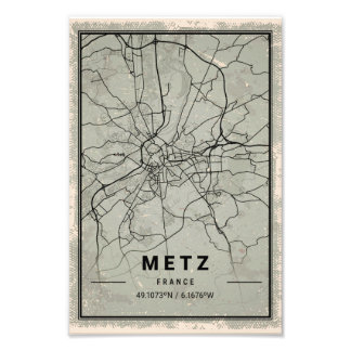 Metz france map print poster canvas