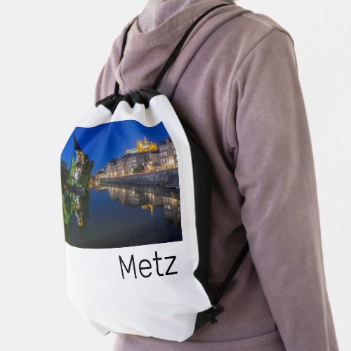 Metz Temple Neuf France Night Moselle Souvenir Drawstring Bag