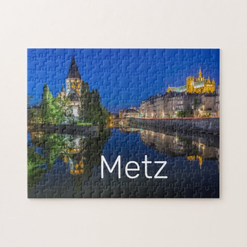 Metz Temple Neuf France Night Moselle Souvenir Jigsaw Puzzle