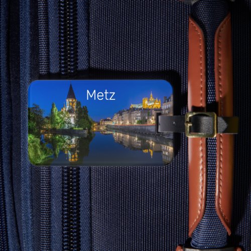 Metz Temple Neuf France Night Moselle Souvenir Luggage Tag