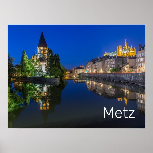Metz Temple Neuf France Night Moselle Souvenir Poster