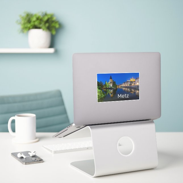 Metz Temple Neuf France Night Moselle Souvenir Sticker (Laptop On Desk)