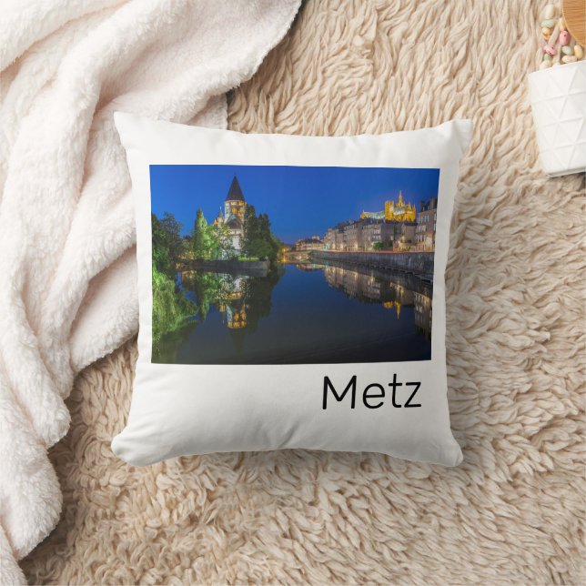 Metz Temple Neuf France Night Moselle Souvenir Throw Pillow (Blanket)