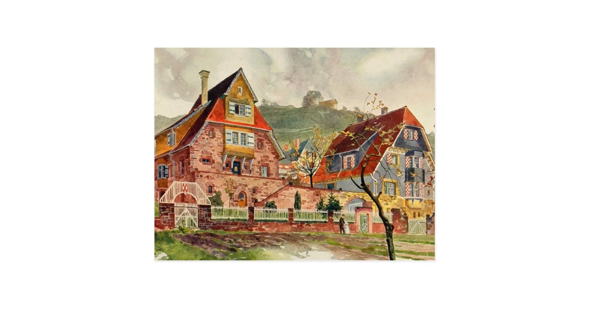 Metzendorf Watercolor German Architecture Vintage Postcard