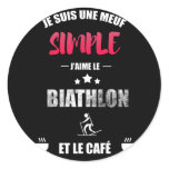 meuf simple - biathlon et café classic round sticker