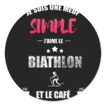 meuf simple - biathlon et café classic round sticker meuf simple - biathlon et café classic round sticker