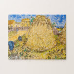 Meules de ble, Wheat Stacks by Vincent van Gogh Jigsaw Puzzle<br><div class="desc">Vincent van Gogh - Meules de ble,  Wheat Stacks,  1888. 
Vincent Willem van Gogh (1853-1890) was a Dutch Post-Impressionist painter who posthumously became one of the most famous and influential figures in Western art history.</div>