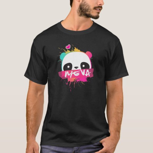 MEVA _ Beautiful Girl Name With Adorable Panda T_Shirt