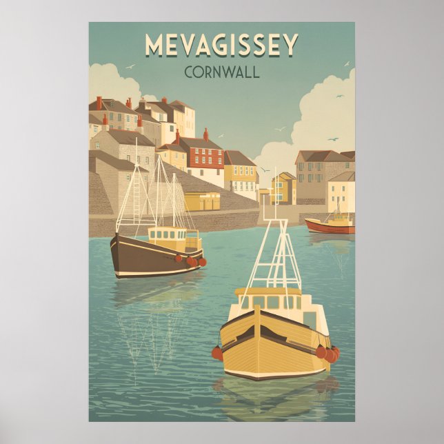 Mevagissey Cornwall Travel Poster (Front)