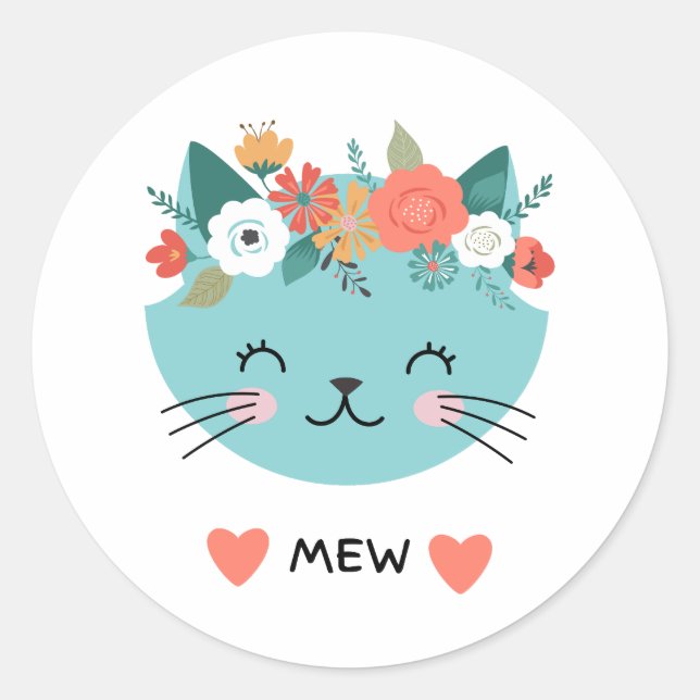 Mew Cat  Classic Round Sticker (Front)