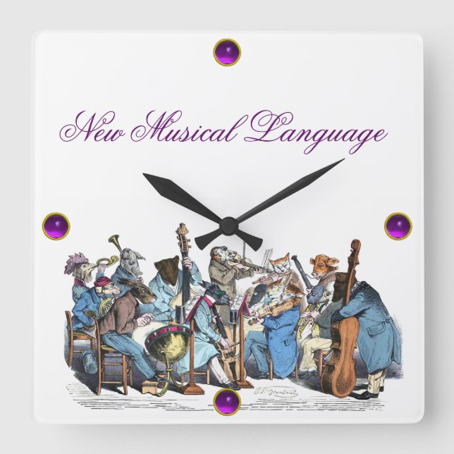 MEW MUSICAL LANGUAGE ANIMAL FARM ORCHESTRA  SQUARE WALL CLOCK (Front)