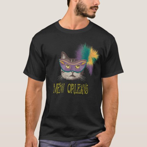 Mew Orleans Mardi Gras Cat T_Shirt