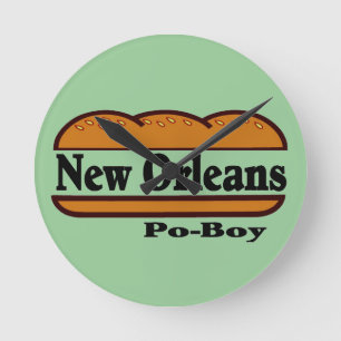 Mew Orleans Po Boy Round Clock