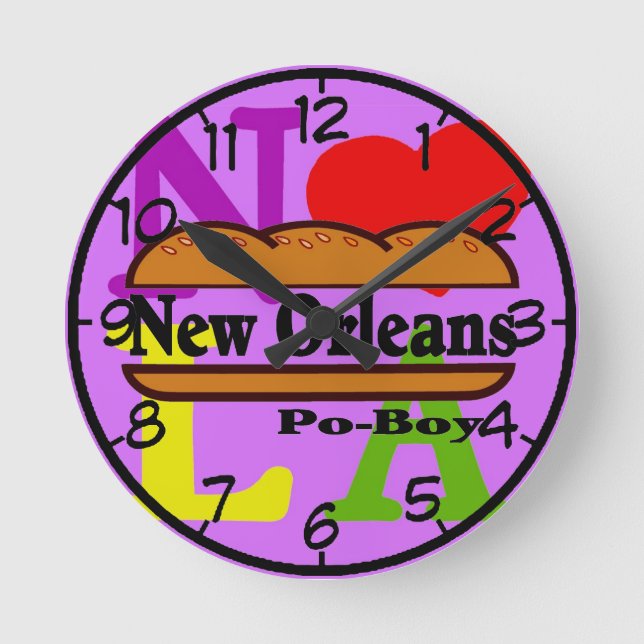 Mew Orleans Po Boy Sandwich Round Clock (Front)