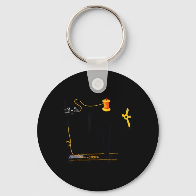 Mewing Machine Funny Quilting Craft Lover Quilter Keychain (Front)