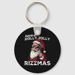 Mewing Santa Mew Funny Santa Meme Rizz Rizzmas Chr Keychain