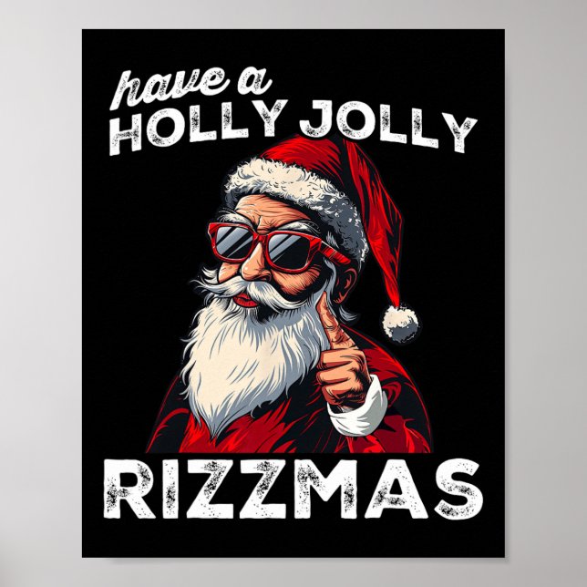 Mewing Santa Mew Funny Santa Meme Rizz Rizzmas Chr Poster (Front)