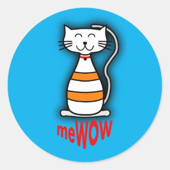 Mewow Cat Good Job Reward Customizable Sticker by datacats at Zazzle