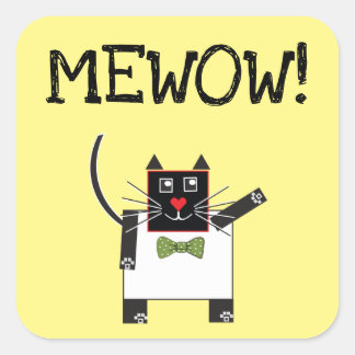 MEWOW STICKERS Square Cat custom stickers Cat Fun