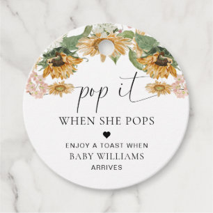Mews Sunflower Fall Autumn Baby Shower Pop It Favor Tags