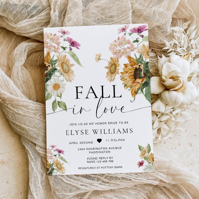 Mews Sunflower Fall In Love Autumn Bridal Shower Invitation (Creator Uploaded)