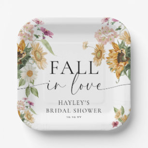 Mews Sunflower Fall In Love Autumn Bridal Shower Paper Plates