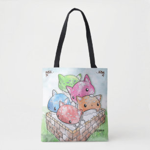 Mewshroom Cat Kitty Mushroom Cute Kawaii basket Tote Bag