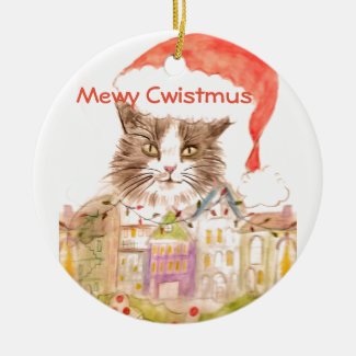 Mewy Cwistmus Merry Christmas Ornament