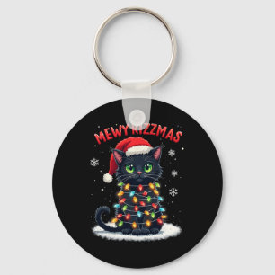 Mewy Rizzmas Funny Santa Cat Mewing Joke Rizz Xmas Keychain