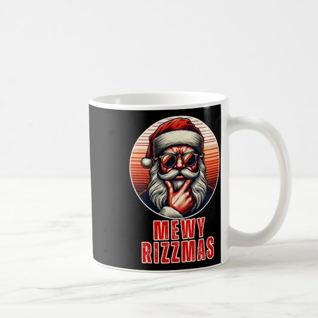 Mewy Rizzmas Funny Santa Mewing Joke Rizz Mens Chr Coffee Mug (Right)