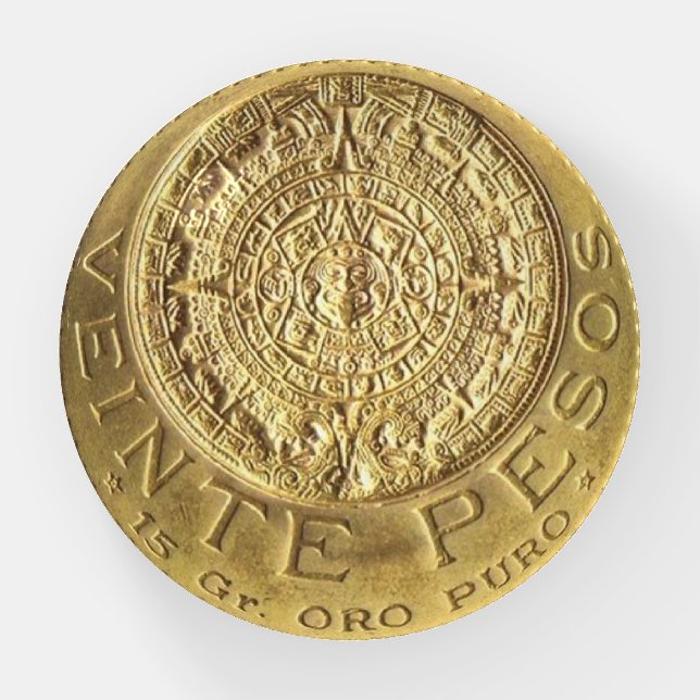 Mexican 20 pesos paperweight (Front)