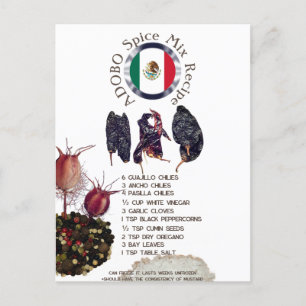 Mexican ADOBO Spice Mix Recipe Postcard