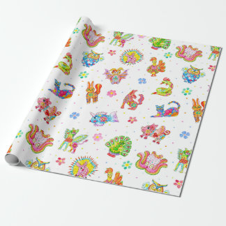 Mexican alebrijes wrapping paper roll