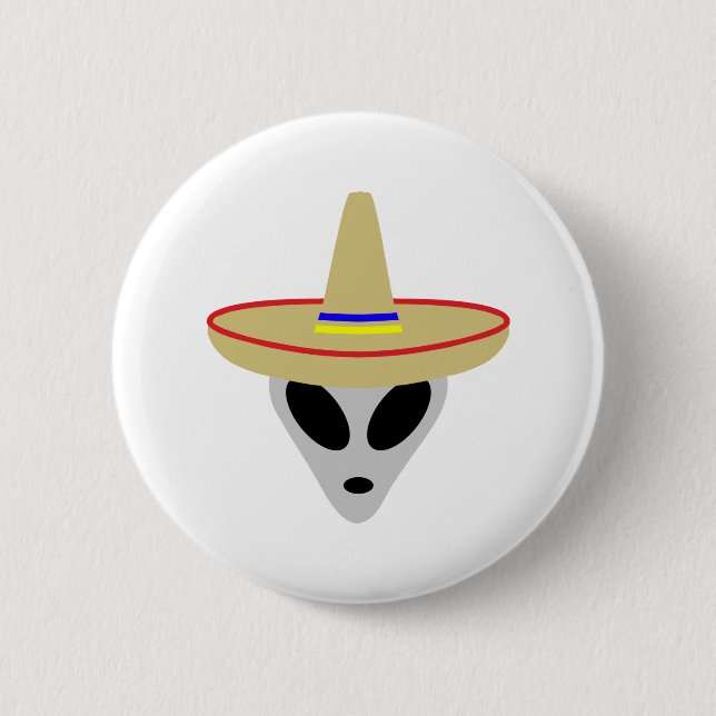 mexican alien sombrero button (Front)