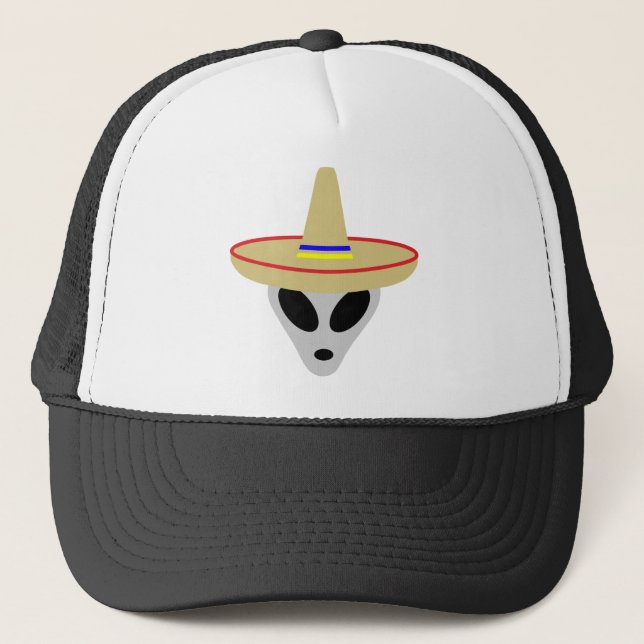 mexican alien sombrero trucker hat (Front)